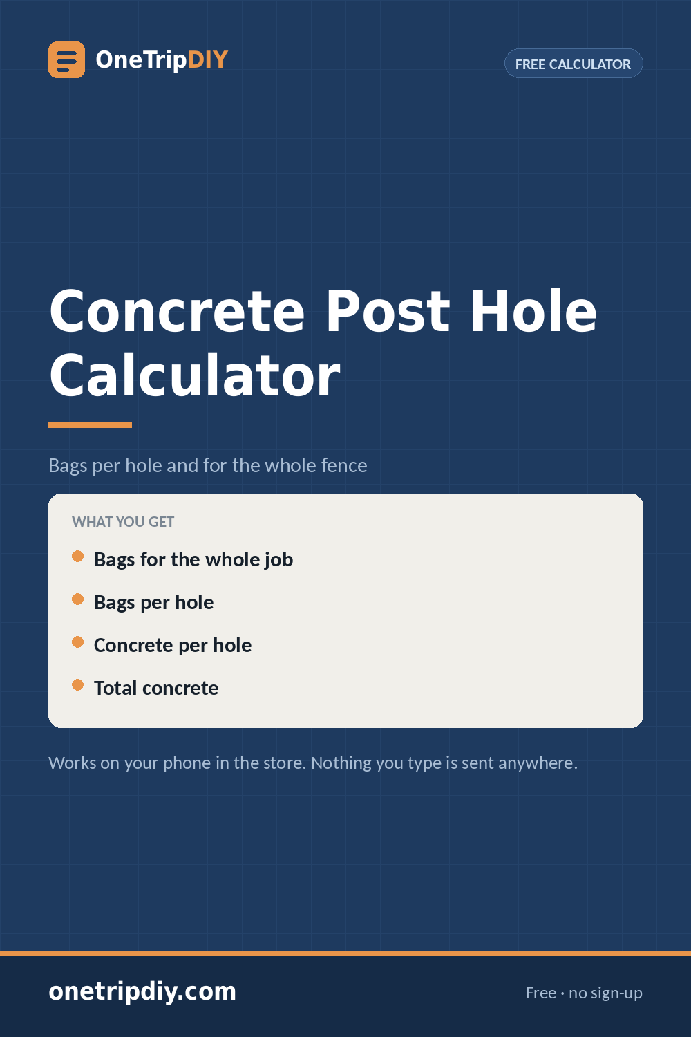 Concrete Post Hole Calculator — Bags Per Post — OneTripDIY