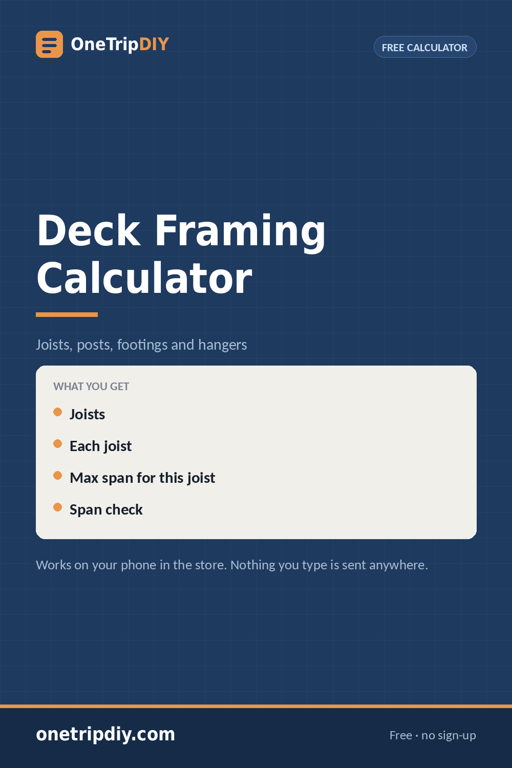 Deck Framing Calculator — Joists, Posts and Span — OneTripDIY