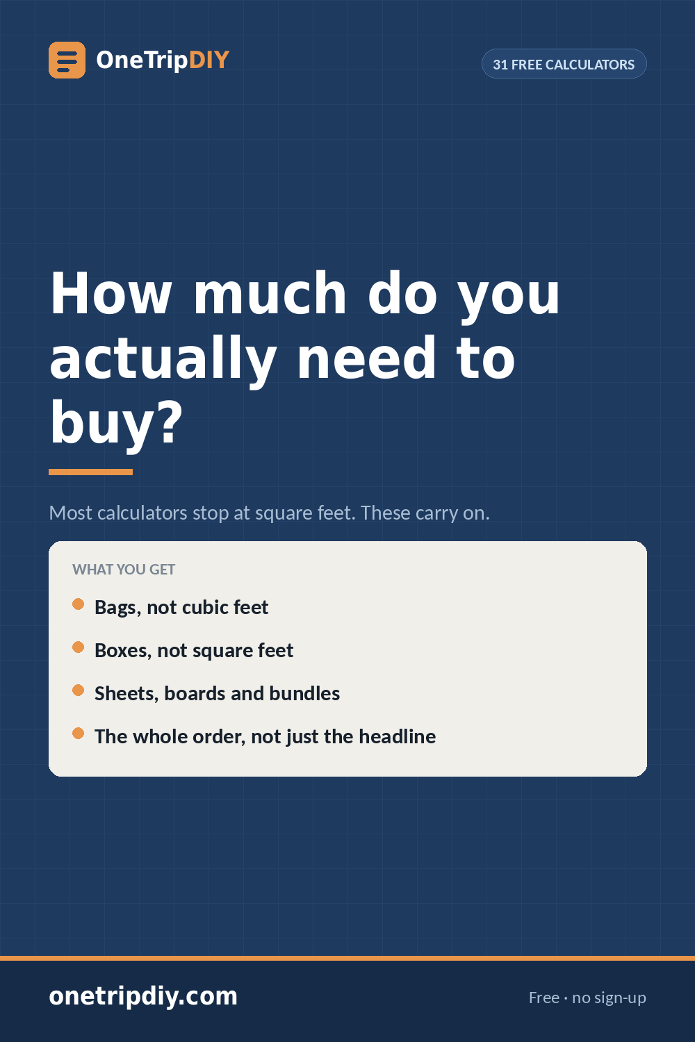 OneTripDIY — Buy the right amount. Make one trip.