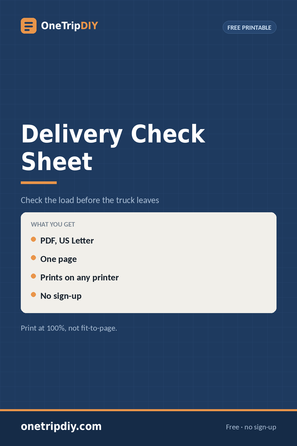 Material Delivery Check Sheet — Printable and Spreadsheet