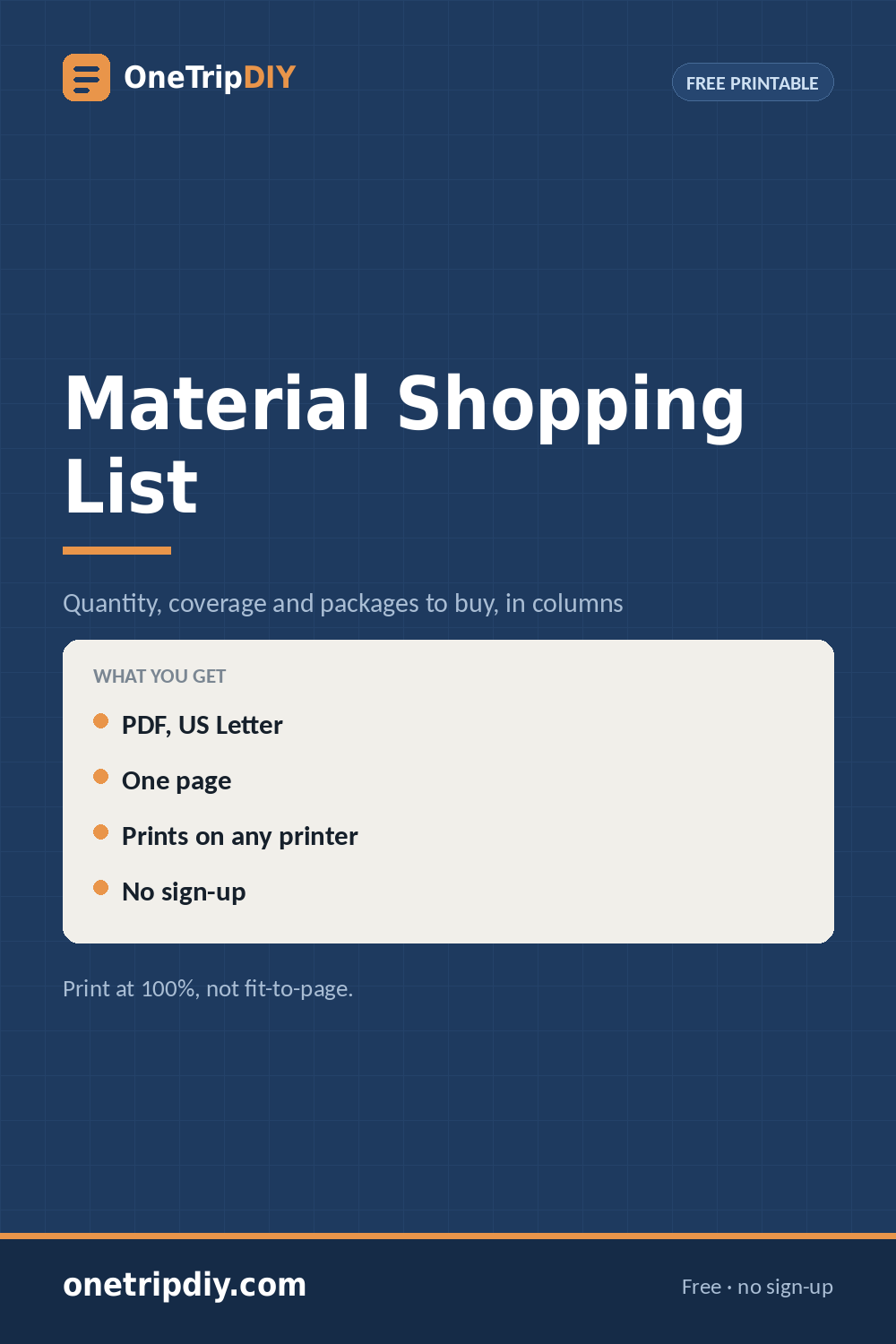 Free Material Shopping List — Printable and Spreadsheet