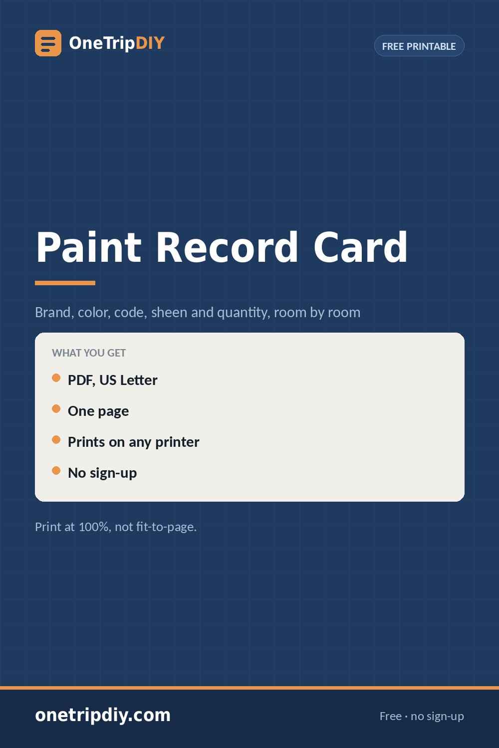 Free Printable Paint Record Card (PDF and Spreadsheet)