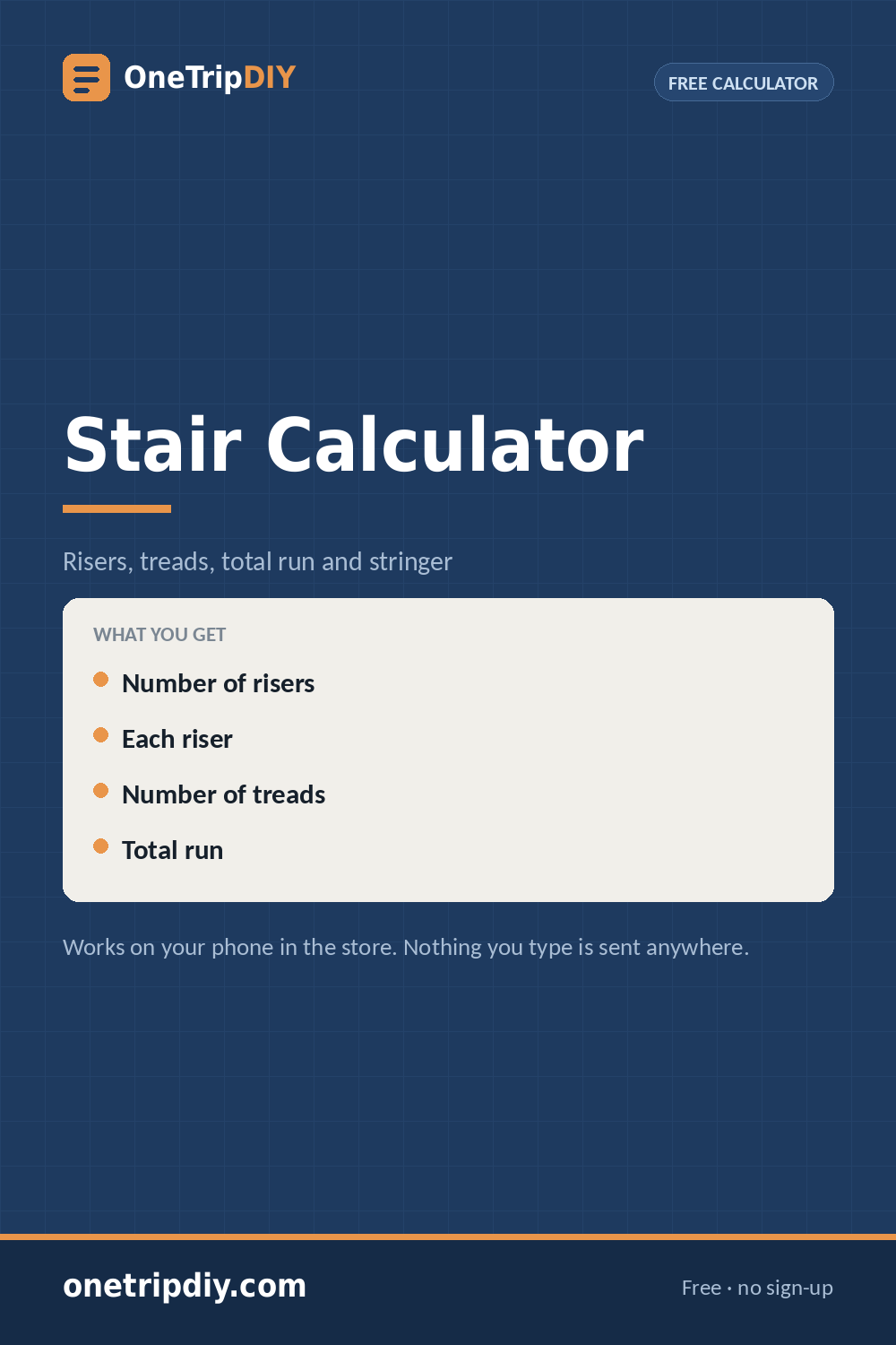 Stair Calculator — Riser Height, Tread Depth and Run